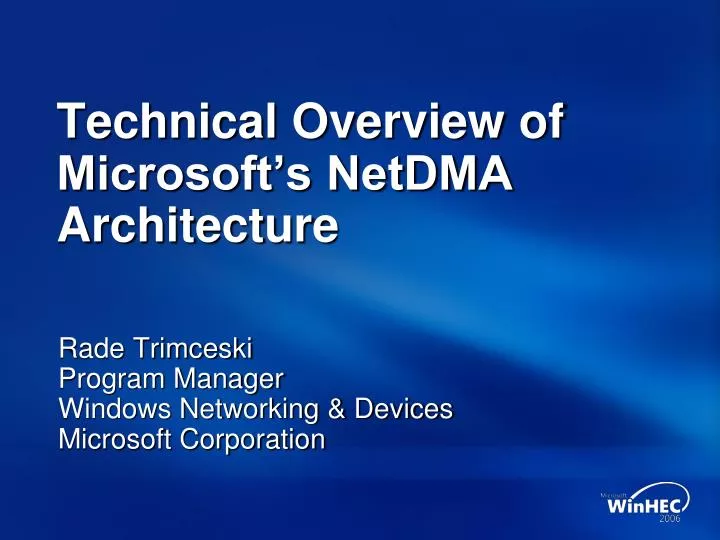 technical overview of microsoft s netdma architecture