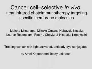 Cancer cell–selective in vivo