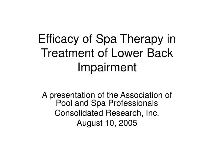 efficacy of spa therapy in treatment of lower back impairment