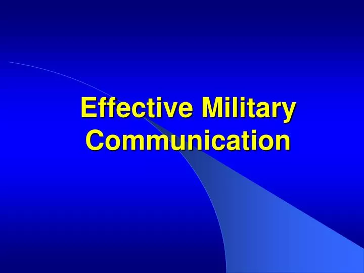 effective military communication