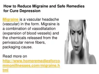 How to Reduce Migraine and Safe Remedies for Cure Depression