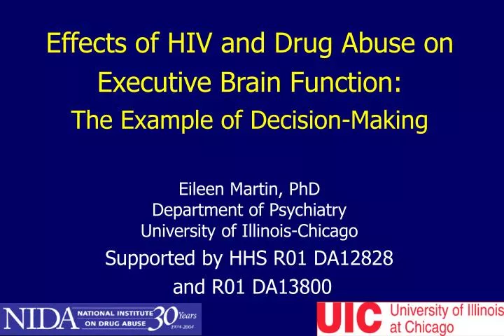 effects of hiv and drug abuse on executive brain function the example of decision making