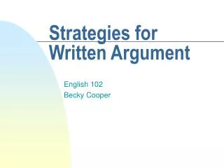 Strategies for Written Argument