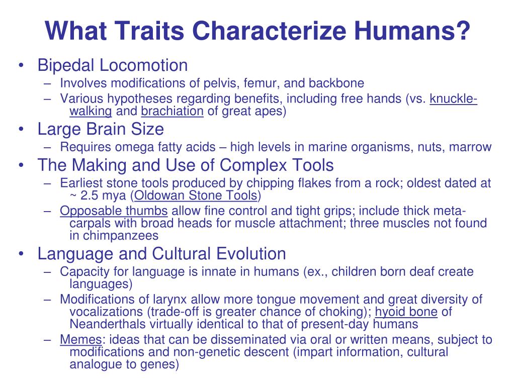 PPT - What Traits Characterize Humans? PowerPoint Presentation, free ...