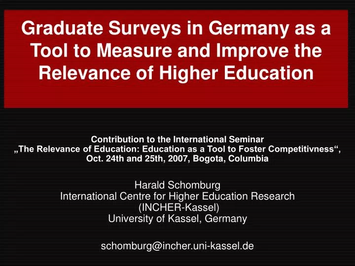 graduate surveys in germany as a tool to measure and improve the relevance of higher education