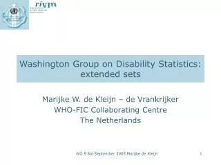 Washington Group on Disability Statistics: extended sets