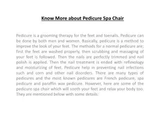 Know More about Pedicure Spa Chair