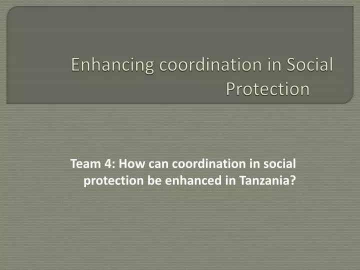 enhancing coordination in social protection
