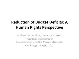 Reduction of Budget Deficits: A Human Rights Perspective