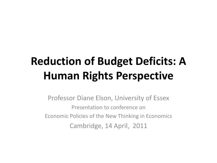 reduction of budget deficits a human rights perspective