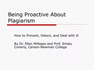 Being Proactive About Plagiarism