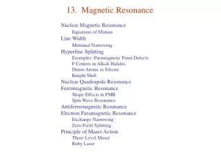 13. Magnetic Resonance