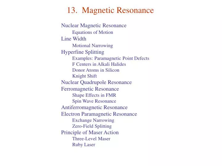 13 magnetic resonance