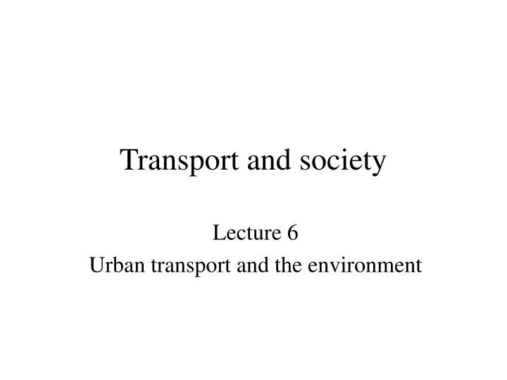 transport and society