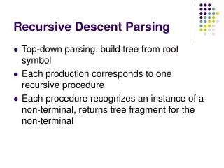 Recursive Descent Parsing