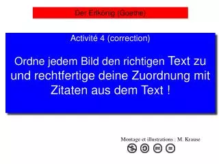 Activité 4 (correction) Ordne jedem Bild den richtigen Text zu und rechtfertige deine Zuordnung mit Zitaten aus dem Te