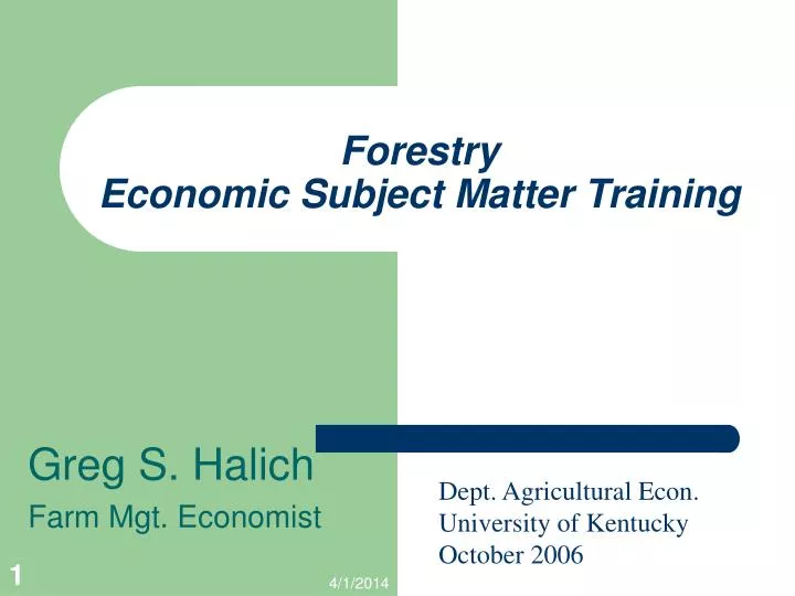 forestry economic subject matter training