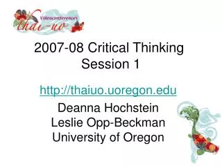 2007-08 Critical Thinking Session 1