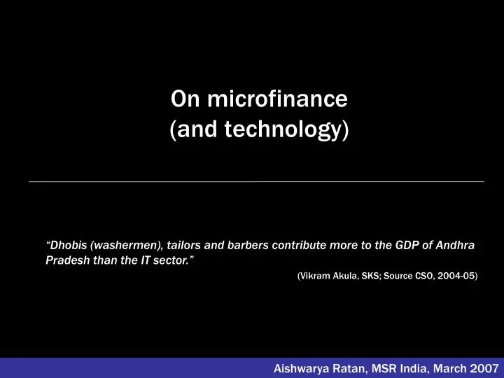on microfinance and technology