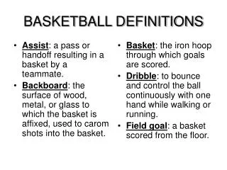 BASKETBALL DEFINITIONS