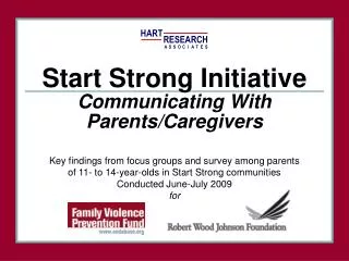 Start Strong Initiative Communicating With Parents/Caregivers