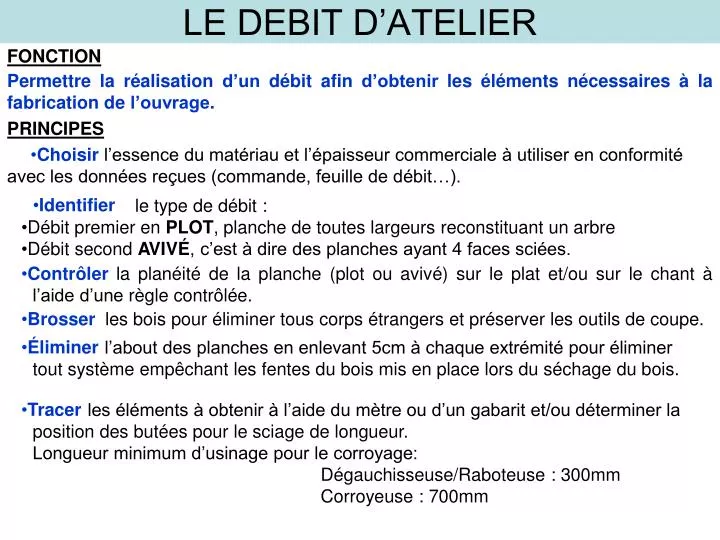 le debit d atelier