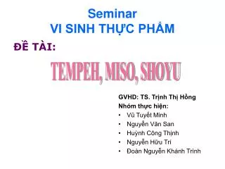 Seminar VI SINH THỰC PHẨM
