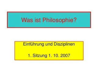 Was ist Philosophie ?