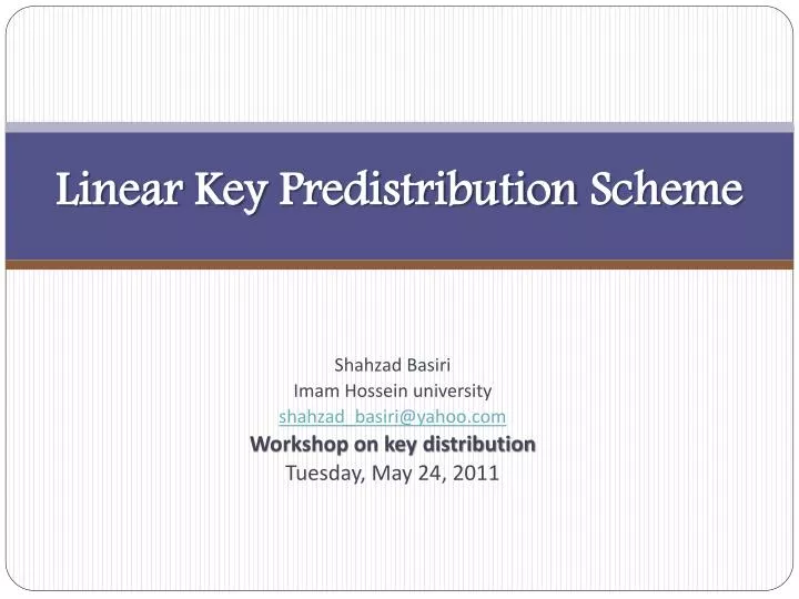linear key predistribution scheme