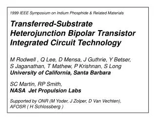 Transferred-Substrate Heterojunction Bipolar Transistor Integrated Circuit Technology