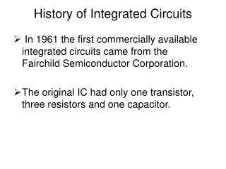 History of Integrated Circuits