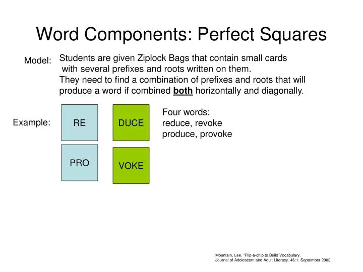 word components perfect squares