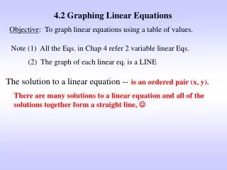 4.2 Graphing Linear Equations