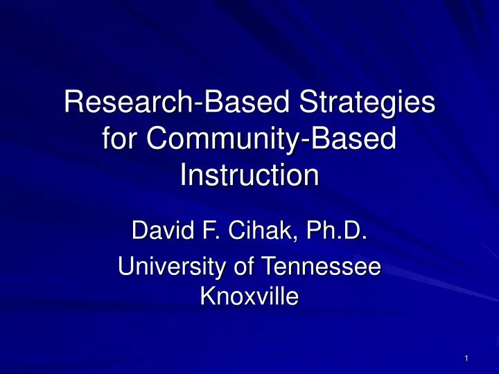 research based strategies for community based instruction