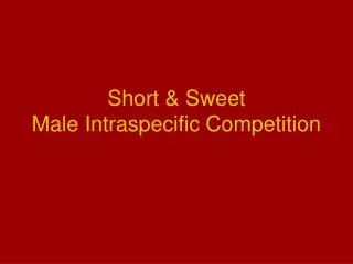 Short &amp; Sweet Male Intraspecific Competition