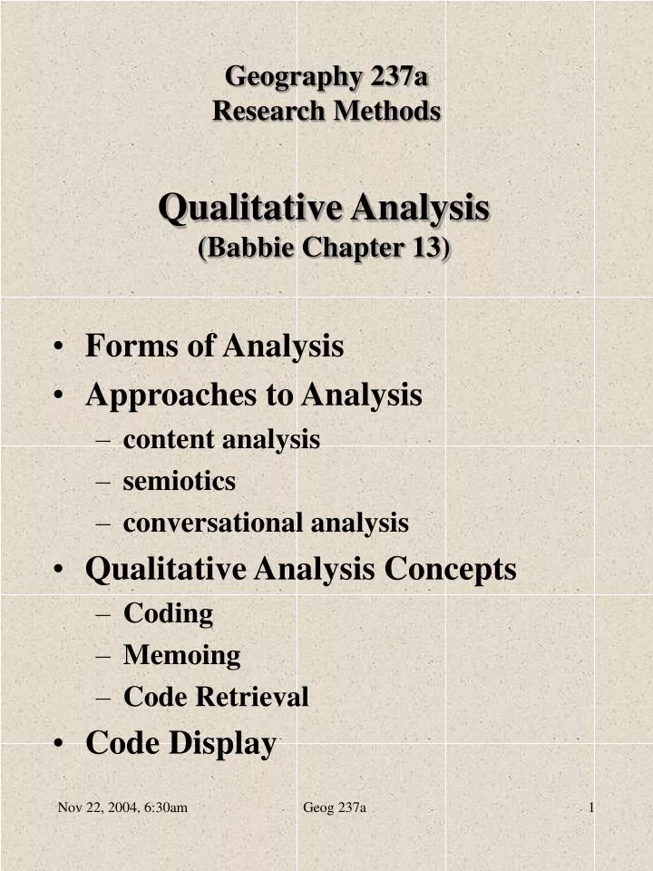 qualitative analysis babbie chapter 13