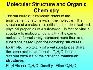 Molecular Structure and Organic Chemistry