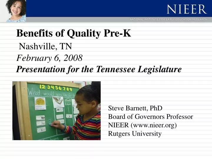 benefits of quality pre k nashville tn february 6 2008 presentation for the tennessee legislature