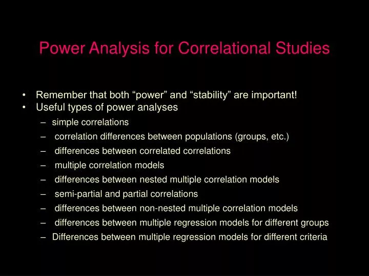 power analysis for correlational studies