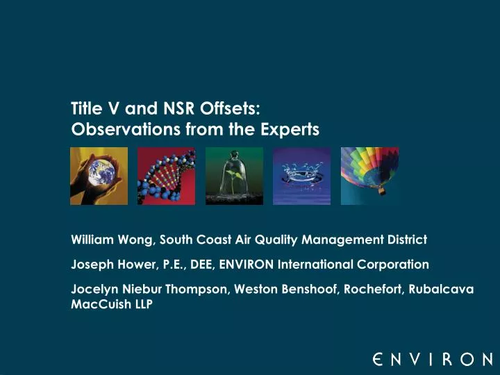 title v and nsr offsets observations from the experts