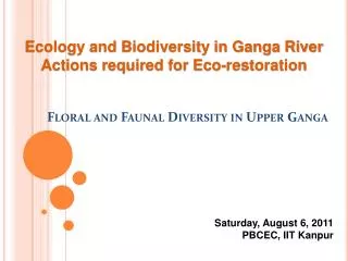 Floral and Faunal Diversity in Upper Ganga