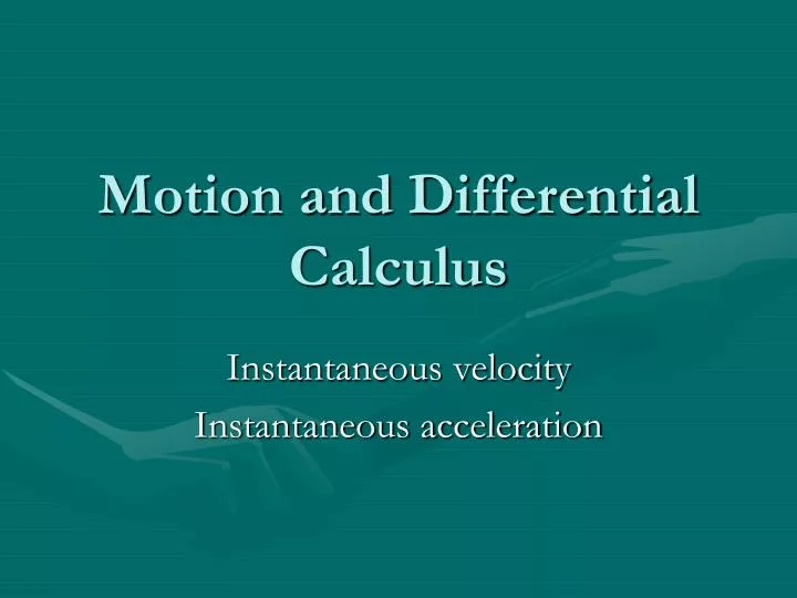 motion and differential calculus