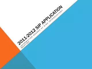 2011-2012 SIP application
