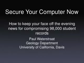 Secure Your Computer Now
