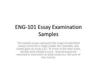 ENG-101 Essay Examination Samples