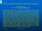 ACCELERATORS FOR SUBCRITICAL MOLTEN-SALT REACTORS Rolland P. Johnson Muons, Inc. ( http://www.muonsinc.com/ ) - slide 1