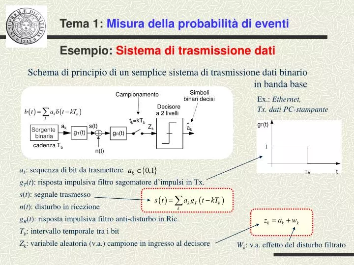 tema 1 misura della probabilit di eventi esempio sistema di trasmissione dati