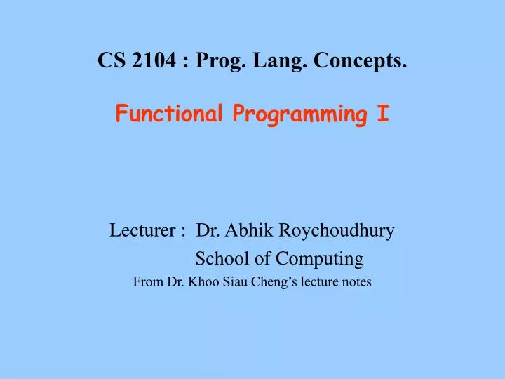 cs 2104 prog lang concepts functional programming i