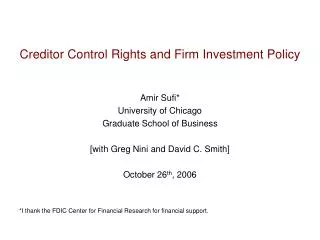 Creditor Control Rights and Firm Investment Policy