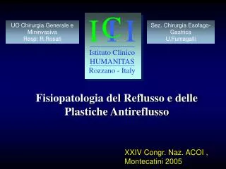 Fisiopatologia del Reflusso e delle Plastiche Antireflusso